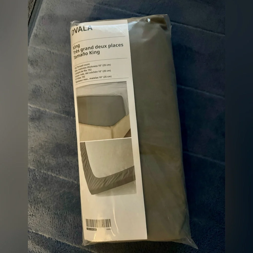 IKEA Dvala King Fitted Sheet, Grey, 🆕✨